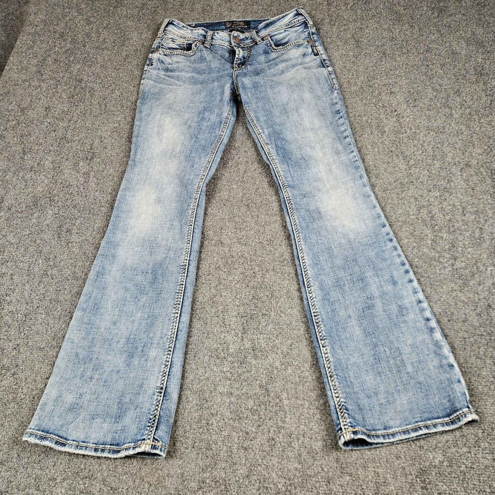 Silver Jeans Co Suki Mid Boot Super Stretch Light Wash Denim W28 L31